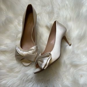 Kate Spade Satin Cream Bow Heels